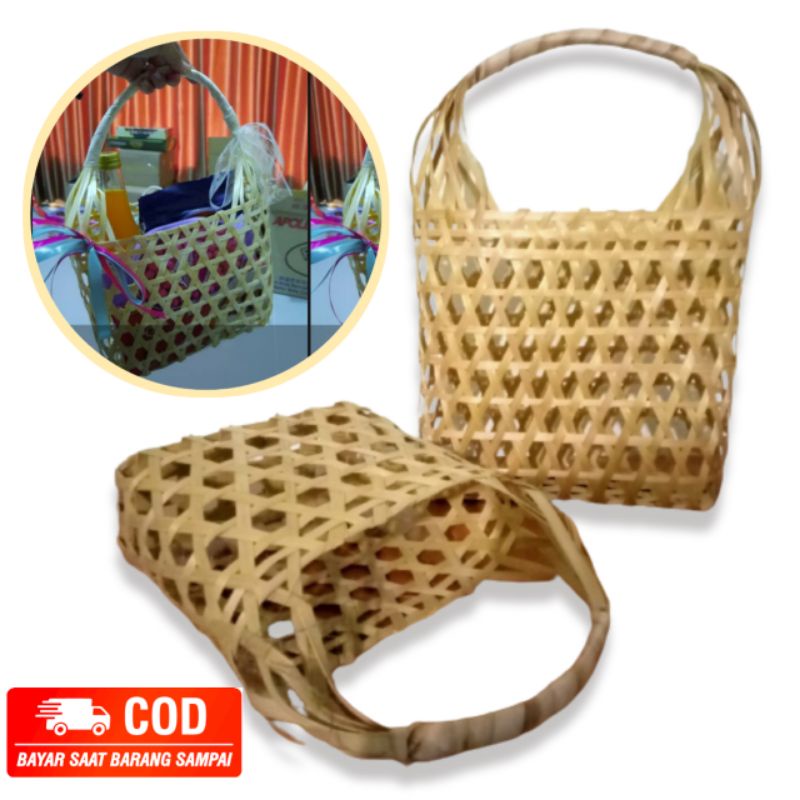 Jual Keranjang Bambu Hampers Anyaman Bambu 25x10x30 Keranjang Bingkisan Buah Parsel Buah Hampers 1613