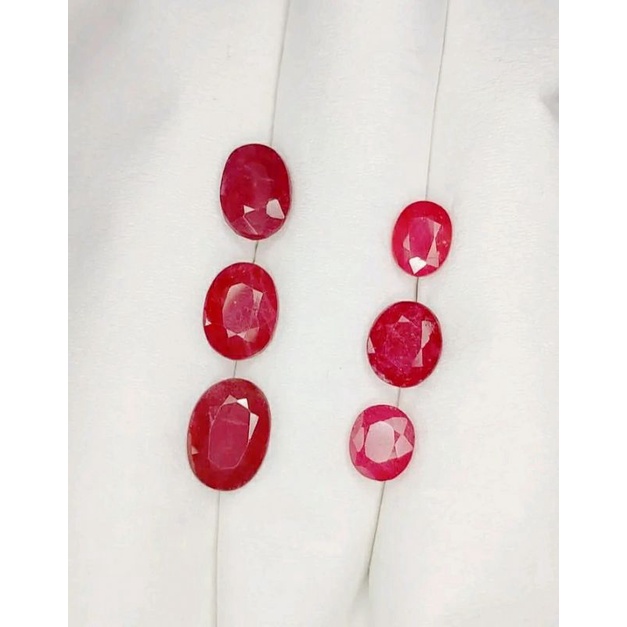 Batu Permata Natural Red Ruby Pigeon Blood Mozambique Mini Size 6 Pcs