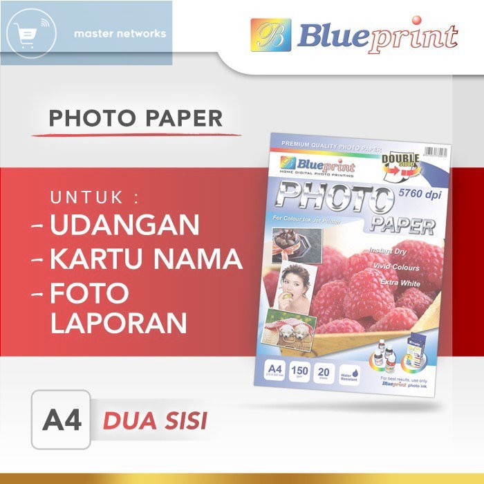 

Blueprint BP-DSGA4150 Double Sided Photo Paper A4 isi 20 Lembar 150gsm