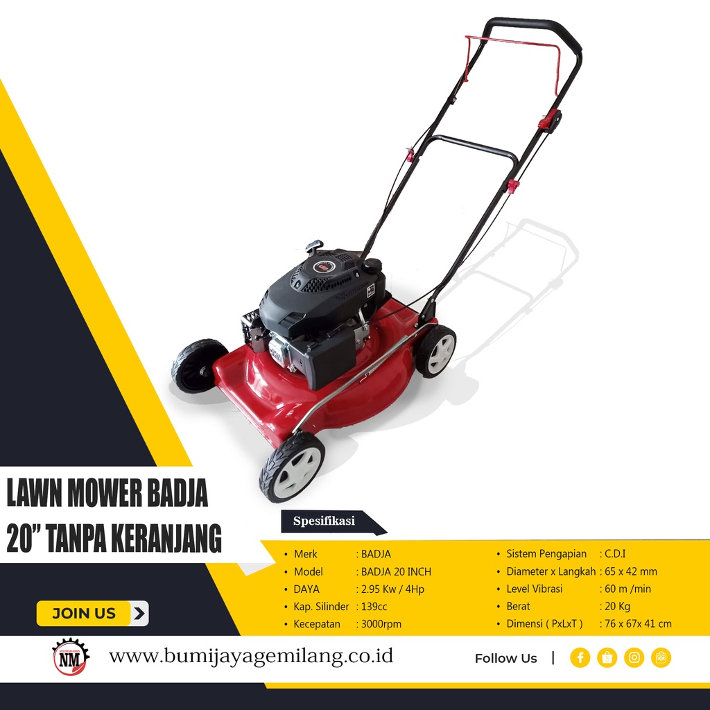 Jual Mesin Potong Rumput Dorong Lawn Mower Badja Inch Tanpa Keranjang Shopee Indonesia