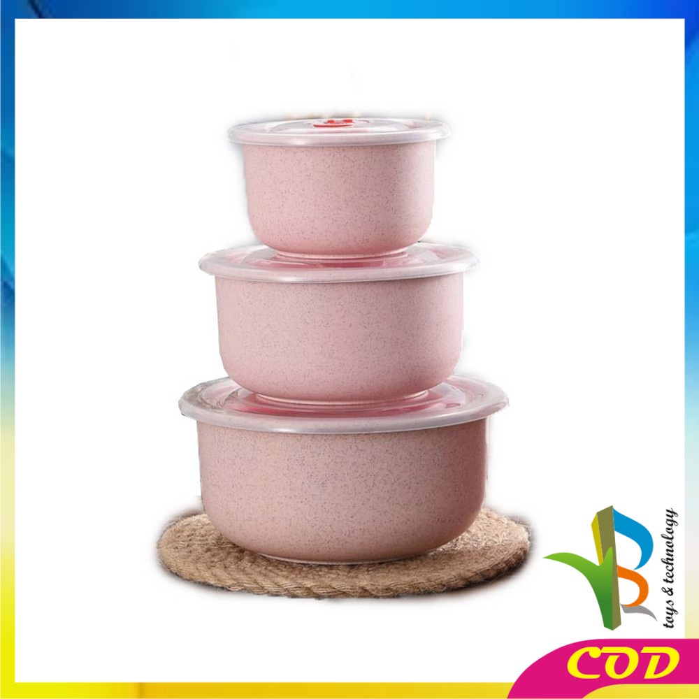 RB-C379 Mangkok Jerami 3IN1 Mangkok Makan Wheat Straw Bowl / Wadah Tempat Makanan Food Grade / Mangkuk Kuah Anti Tumpah / Mangkok Mie Instan