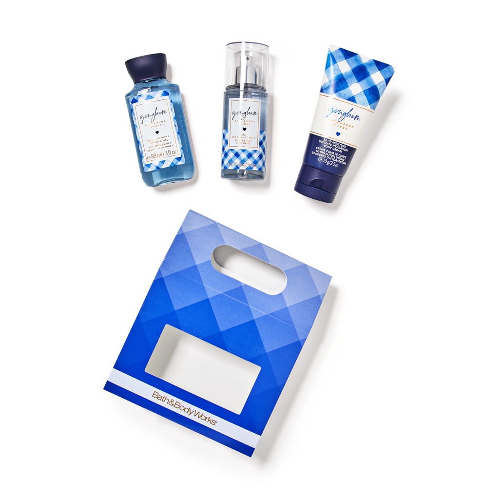 BIG SALE BBW Bath & Body Works TRAVEL Size Gift Set BOX / Hampers / Mini Flip Box Original Gingham