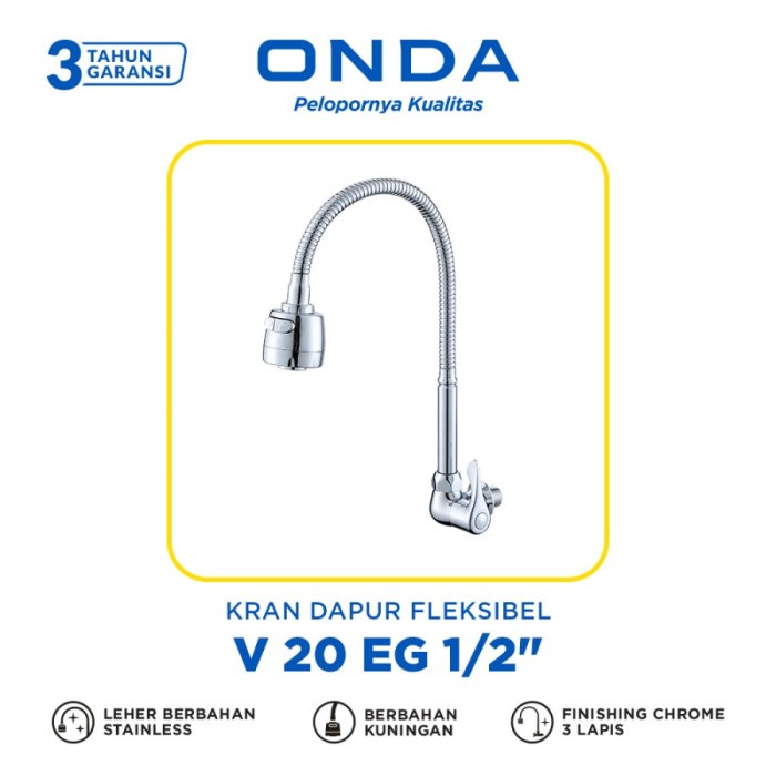 Keran Air Onda Kran Dapur Cuci Piring Tembok Fleksibel V 20 Eg Original