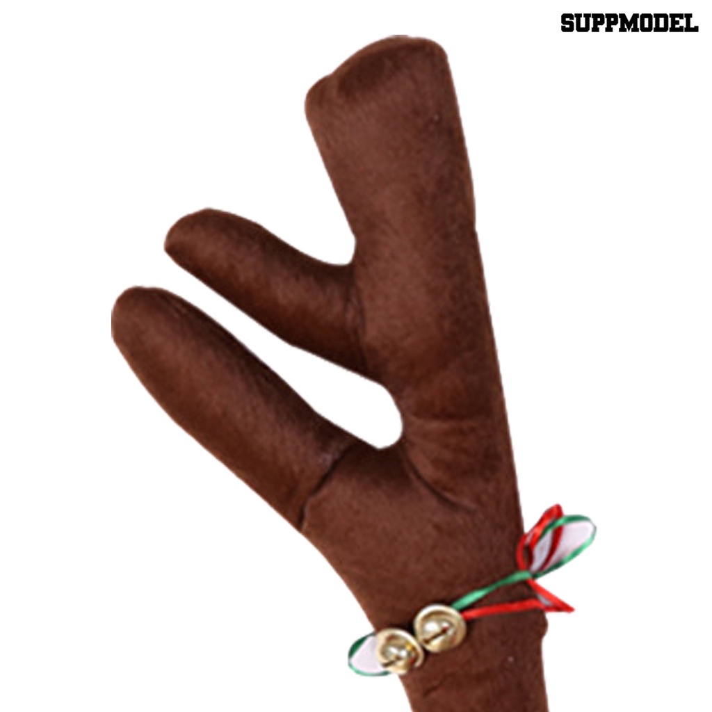 [SM] 1set Mobil Tanduk Rusa Eye-catching Vibrant Color Kain Xmas Rudolph Elk Dekorasi Kendaraan Untuk Kendaraan