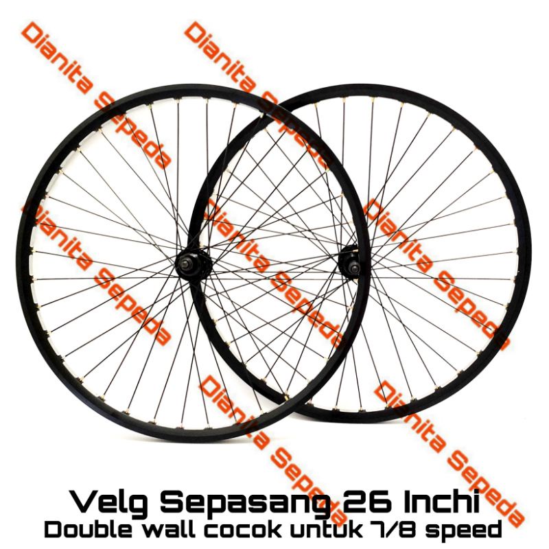 Velg Sepeda Gunung Mtb 26 Inchi Double Wall Wheel Set Sepasang