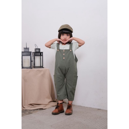 LONG OVERALL TARTAN - Promo 10.10 Jumper Anak Bayi Kotak Kids Cewek Cowo Perempuan Laki Unisex Lucu Murah 1-4Thn