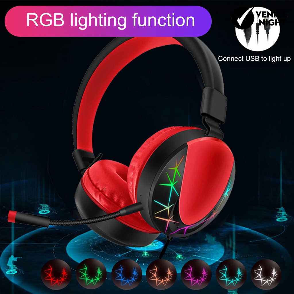 (VNEP) (Berkabel) AKZ-021 Headset RGB Luminous Retractable Dynamic Headphone untuk Gaming