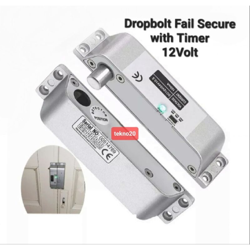 Electric Drop Bolt Dropbolt Pintu Kayu Fail Secure 5 Kabel 12Volt With Timer Listrik Mati Pintu Terbuka for Access Control