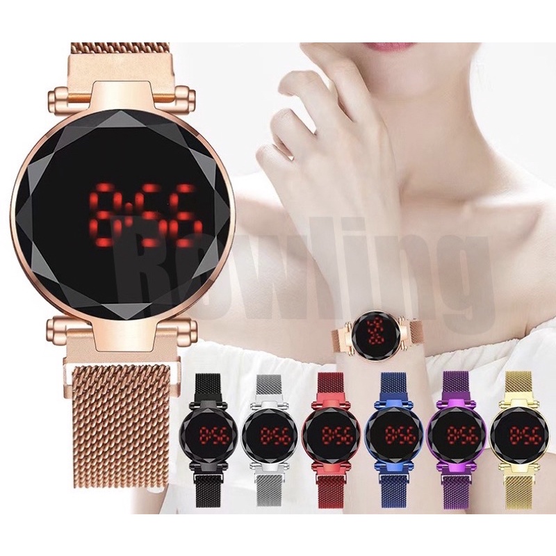 COD-JAM TANGAN WANITA MAGNET LED DIGITAL JAM TANGAN CEWE FASHION