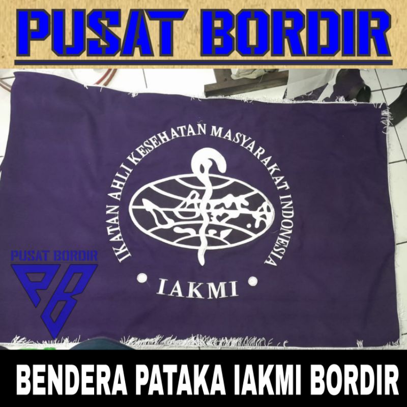 Bendera pataka bordir IAKMI ( Ikatan Ahli Kesehatan Masyarakat Indonesia ) bendera pataka bludru bor