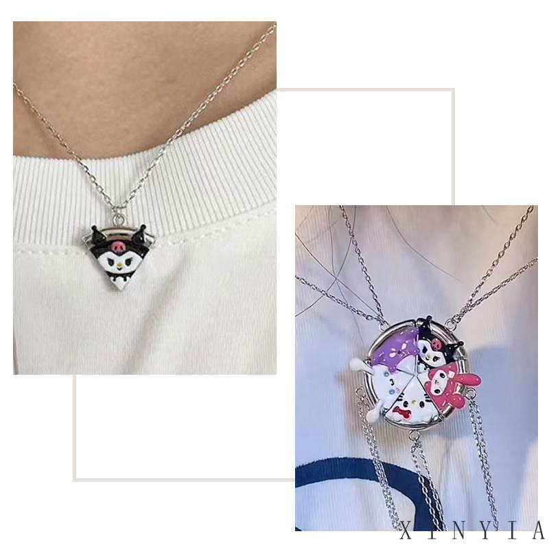 【Bayar di tempat】Kalung Liontin Kartun Sanrio Magnetik Suction Pizza Kuromi Melody Untuk Hadiah