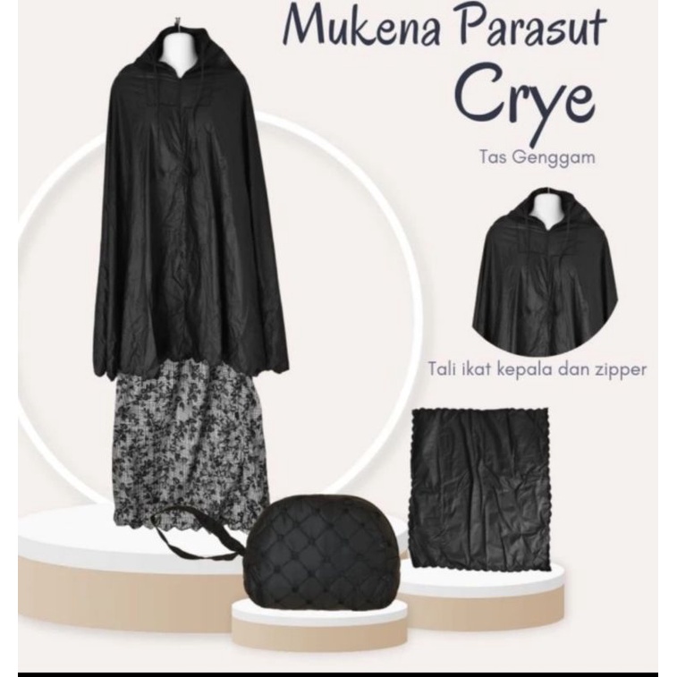 mukena parasut CRYE tas genggam model 2in1 mukena traveling