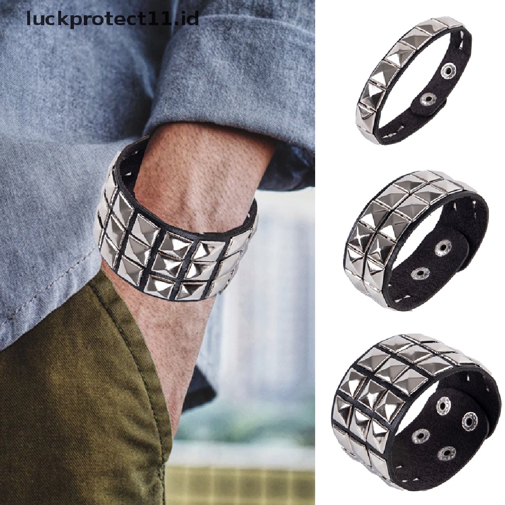 Gelang Bangle Cuff Lebar Aksen Rivet Unik Gaya Punk Gothic Rock Untuk Pria / Wanita