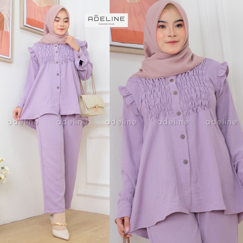 Smoke Set Ld110- SetCel Crinkle Jumbo Bigsize Oversize  One Set Setelan Wanita / 395-7040