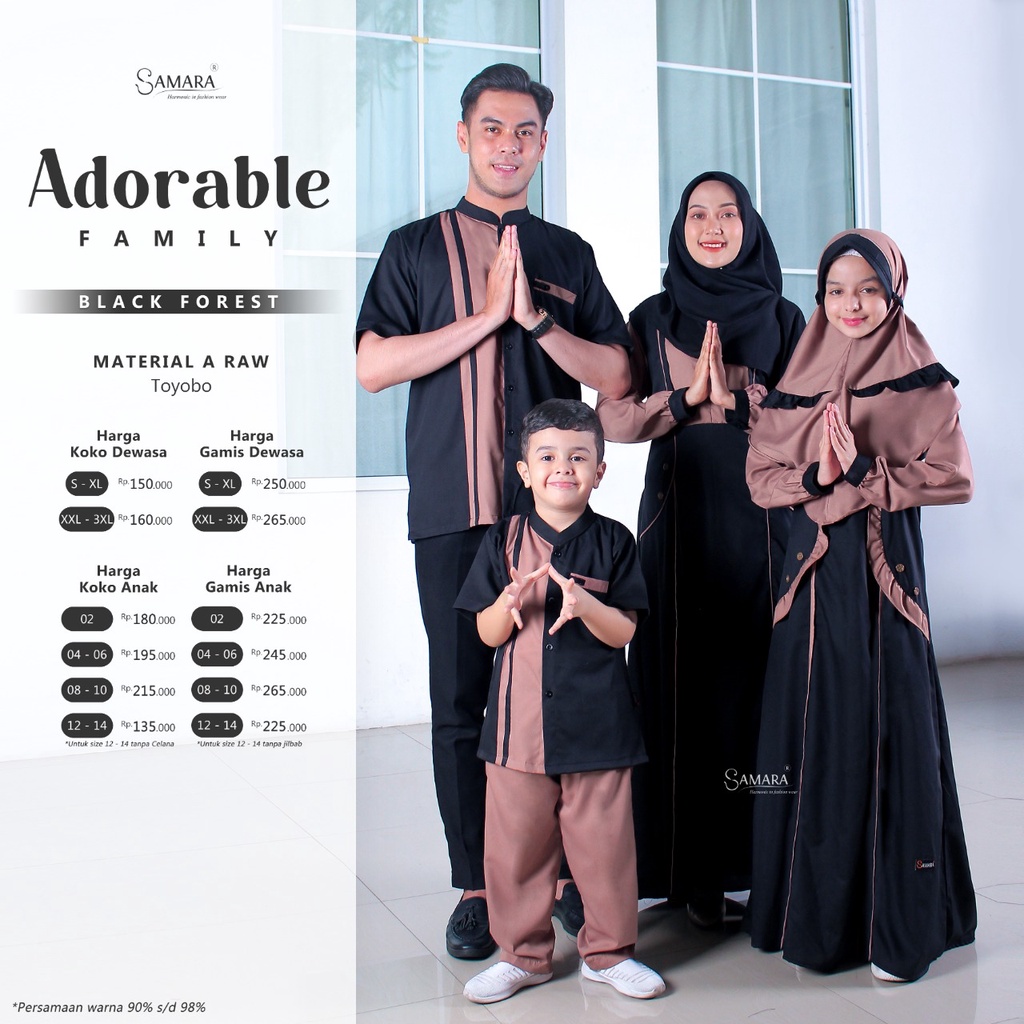 SARIMBIT SAMARA ADORABLE SAMARA KATUN TOYOBO HITAM - SERAGAM KELUARGA LEBARAN 2023