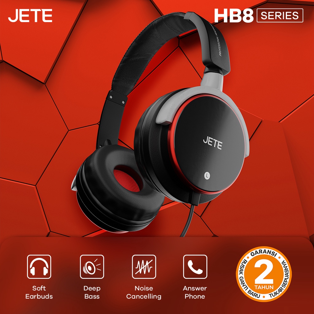 Headset Headphone JETE HB8  Noise Cancelling Original - Garansi 2 Tahun