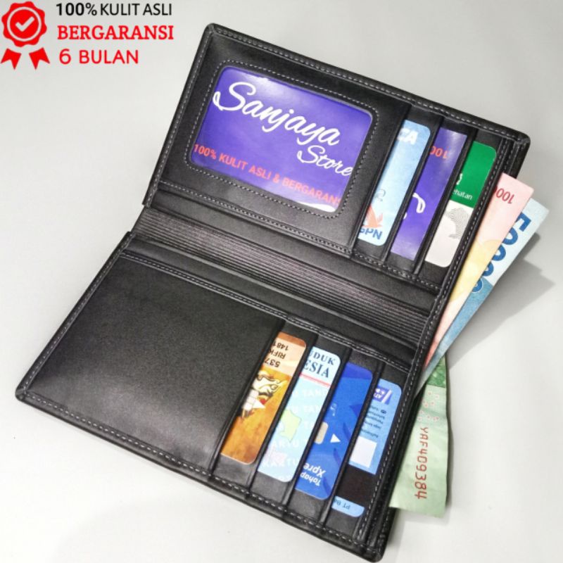 Dompet Kulit Pria 3/4 Original Kulit Asli Tanpa Slot Tengah