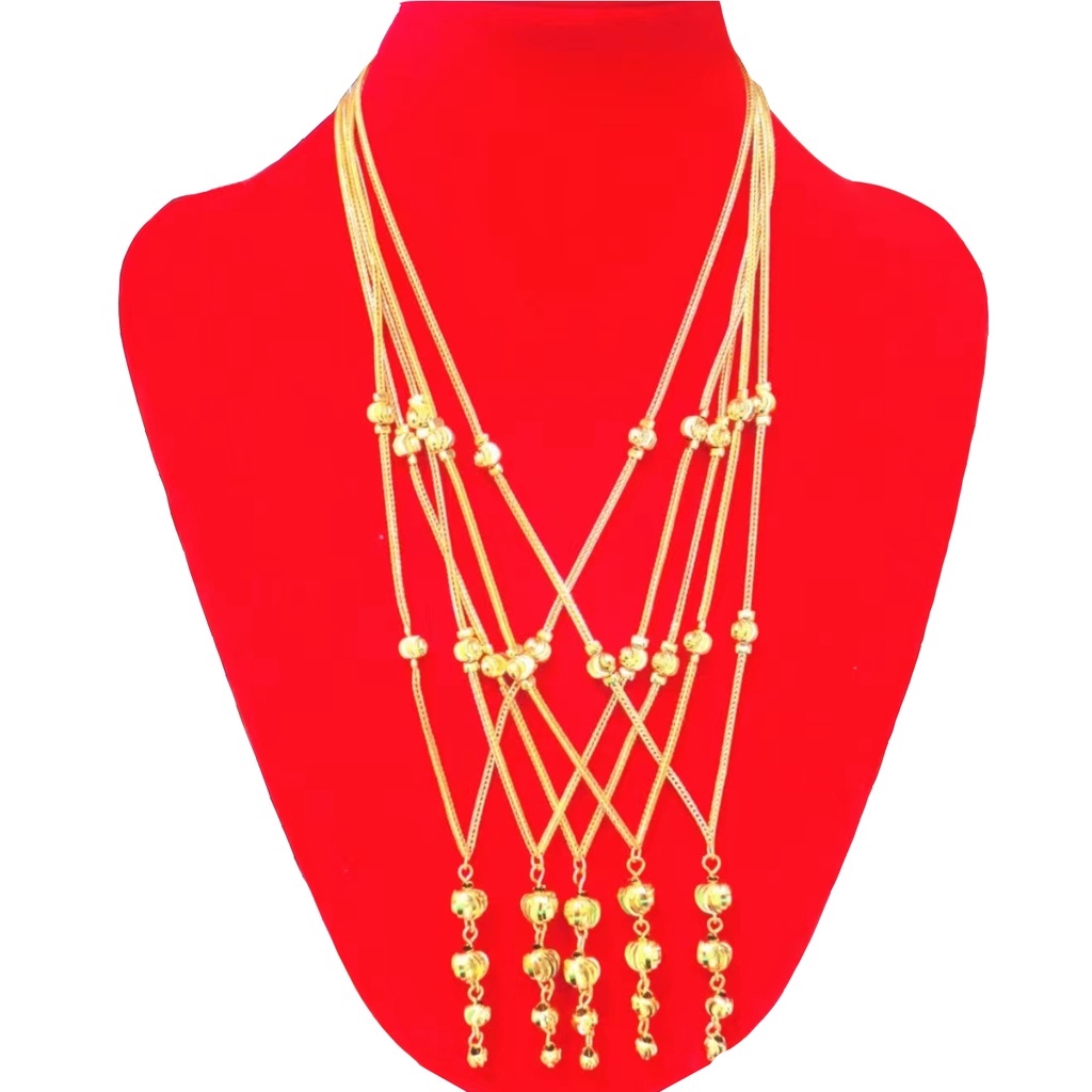 Kalung Xuping Biji Bola Lapis Emas 24k Perhiasan Fashion W34/35/36 (Panjang 60-70CM)