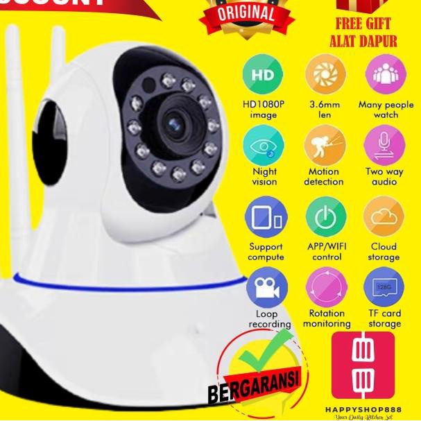 Wifi Smart Net Camera IP 1080P V380 Pro IPCam CCTV Wifi 3 Antena
