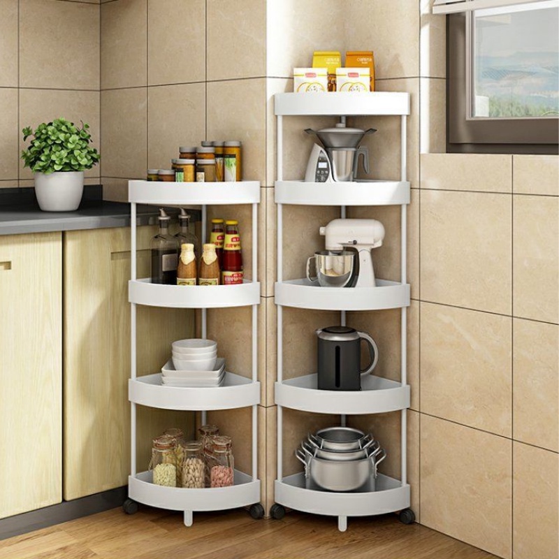 Triangle rak dapur plastik rak 4 susun, rak 3 susun rak sudut 4 susun, rak sudut 3 susun  rak troli 