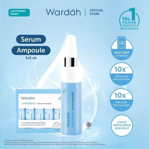 Wardah Lightening Serum Ampoule - Serum dengan 10X Advanced Niacinamide 5 ml 8 ml 30 ml