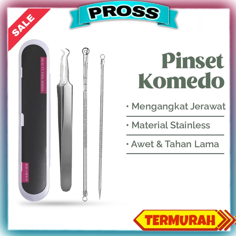 Alat Pencabut Komedo 3 Pcs Alat Pembersih Jerawat Blackhead Stainless Steel