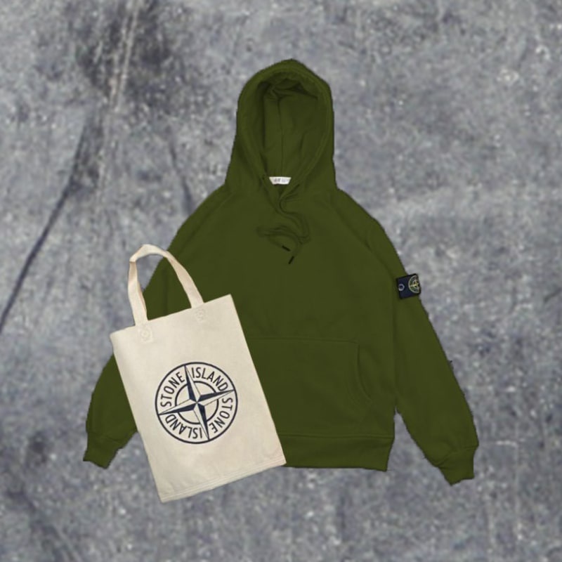 [BISA COD] HOODIE UNISEX STONE ISLAND FULL TAG FREE TOTEBAG