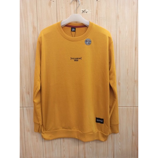 Sweater kuning motif simpel crewneck unisex