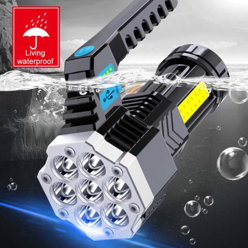 7LED Lampu Senter 80W Powerfull Cob Side Light lampu suluh Outdoor Lighting Bahan ABS Torch Emergency led lamp Senter luar ruangan