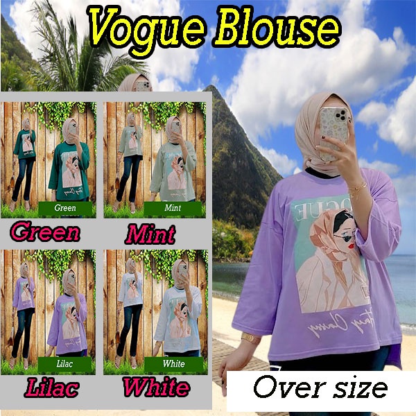 Vogue Blouse Fashion Baju Kaos Pakaian Kemeja Atasan Wanita Lengan Panjang Oversize