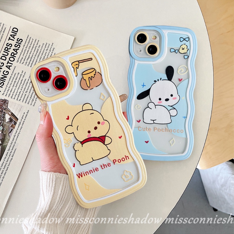 Redmi A1 A1+ 9 9A 9T 10A 10 9C NFC 11T Couple Case Redmi Note9 Note 11 11Pro+ Note8 Note 10 11s 10s Note 10 Pro Max Plus Cute Cartoon Pochacco Winnie The Pooh Soft Wavy Edge Cover