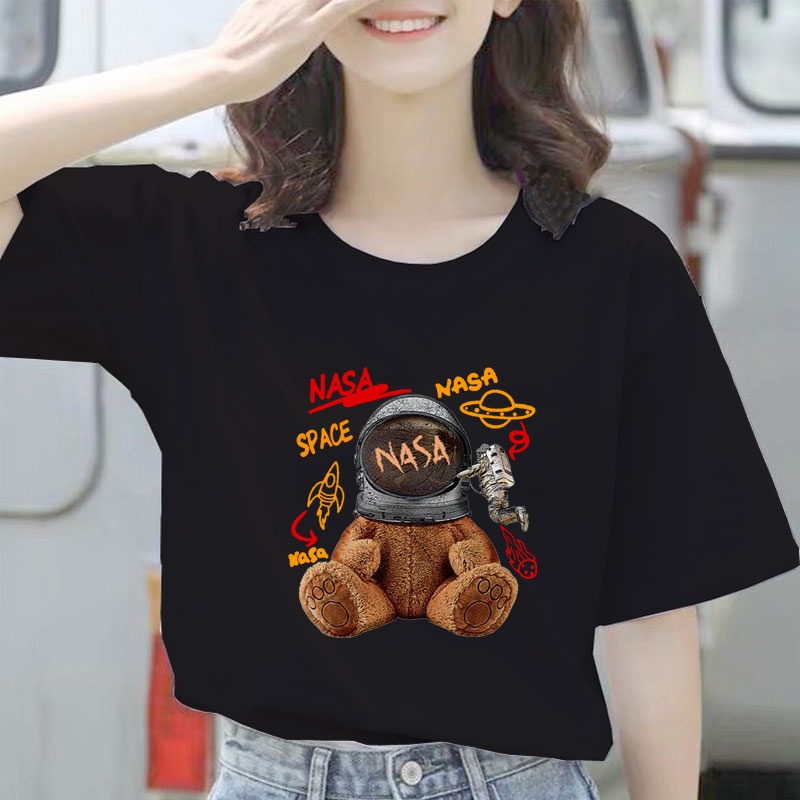 Baju Kaos Atasan Tshirt Bear Beruang Nasa Wanita Cewek Oversize Jumbo Kekinian Moschino