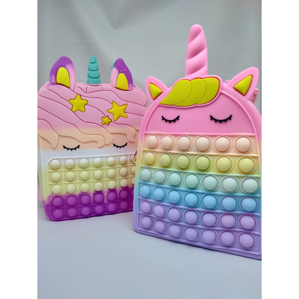 Ransel Pop It JUMBO Kartun Tas Anak LUCU Kupu-Kupu & Unicorn Rainbow
