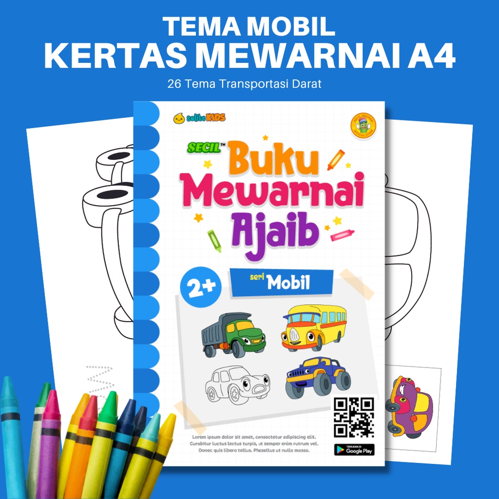 

Kertas Gambar Mewarnai A4 - Coloring Page Tema Mobil (Min Order 10pcs)