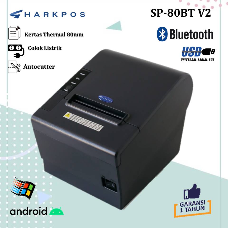 PRINTER KASIR THERMAL 80MM USB BLUETOOTH SHARKPOS SP 80BT SP80BT V2