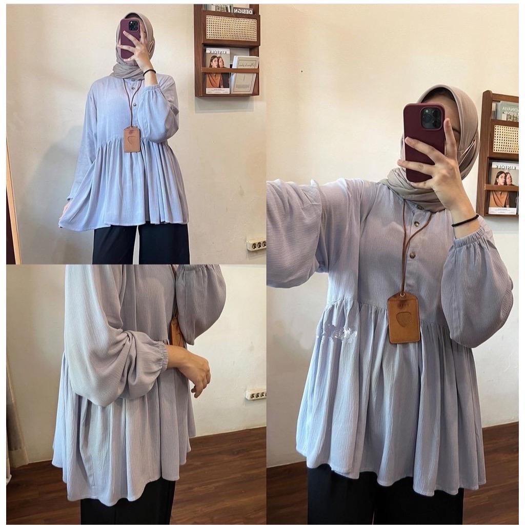 Raisa Blouse Kancing Akif bahan Crinkle