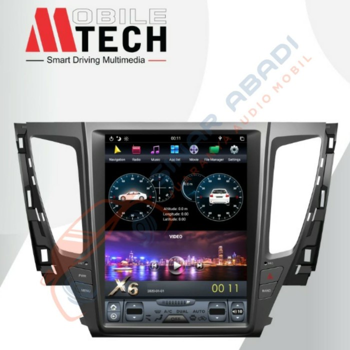HEAD UNIT ANDROID 8 MTECH PAJERO MODEL TESLA LAYAR12"/4GB/32GB GARANSI