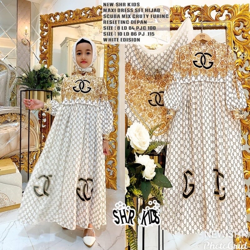 Maxy Dress Scuba full Print Ori SYR Syahira / Gamis syari Gucci Ori Shr Sahira