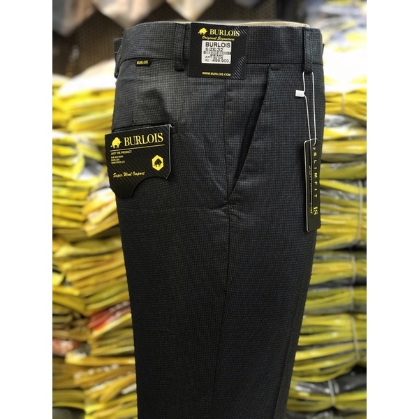 Celana slim fit superwoll abu gelap mengkilat  / burlois