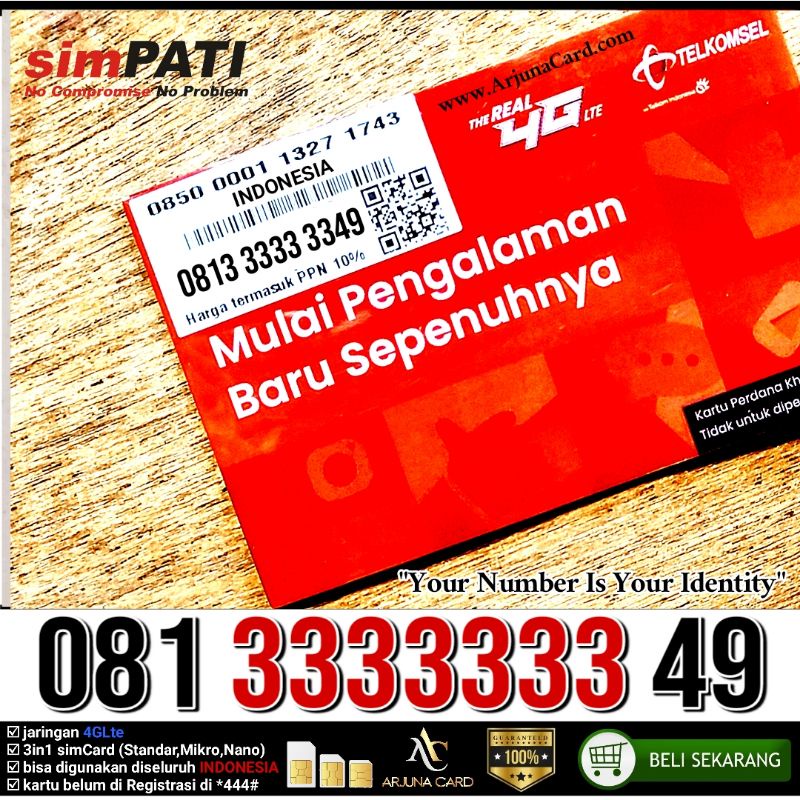 Perdana nomor cantik simpati 3333333 49 Telkomsel sapta