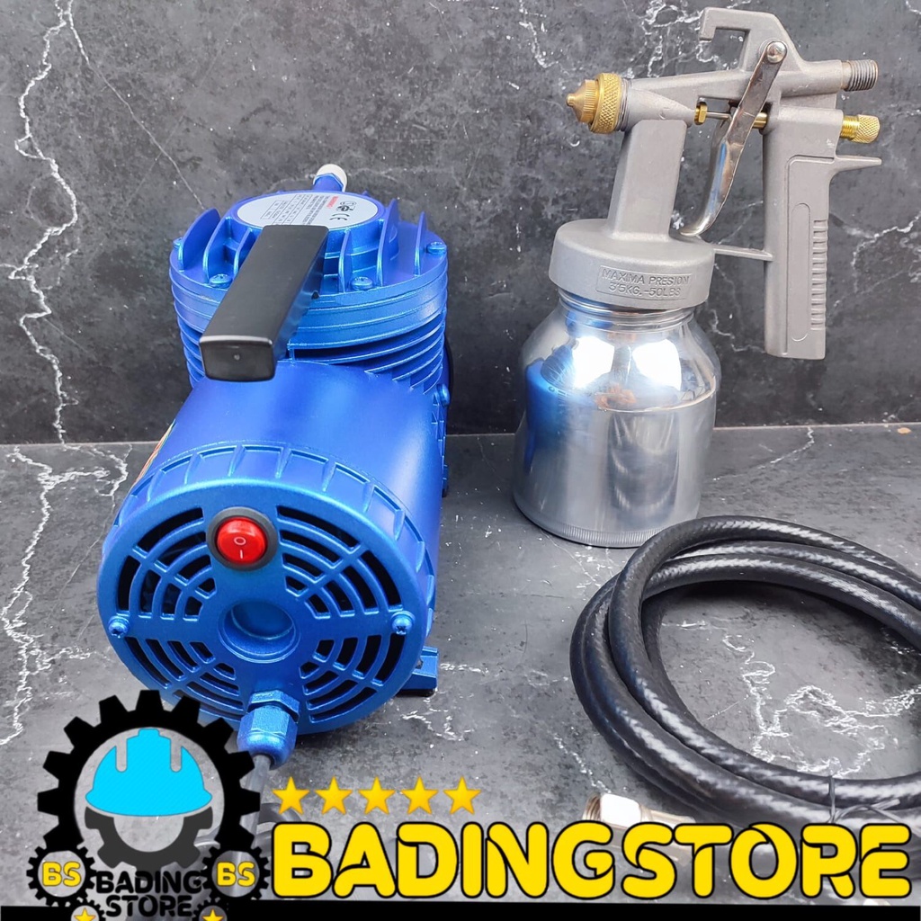 MINI COMPRESSOR ELEKTRIC SET SPRAY GUN POMPA ANGIN BAN RODA BALON DLL  Compresor