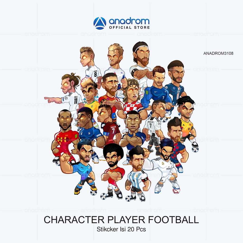

Sticker Character Player Football I Ronaldo Messi Neymar Sticker Isi 20 Pcs I Anadrom 3108