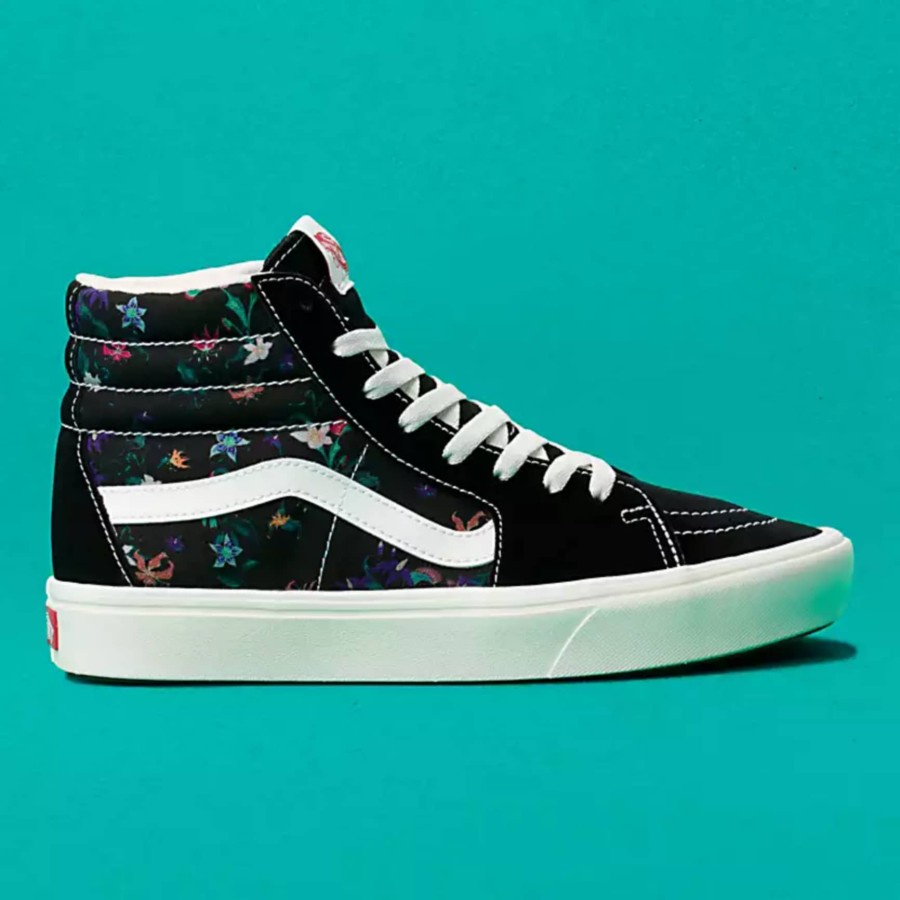 VANS SK8 HI COMFYCUSH FATAL FLORAL BLACK WHITE ORIGINAL RESMI
