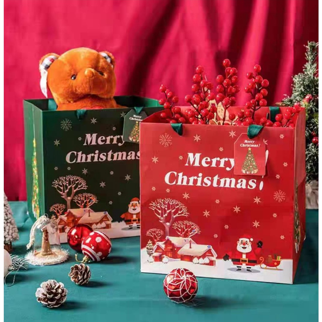 

(2pcs)PAPER BAG Christmas Goodie Bag Natal Tas Tenteng Hampers Kue Nasi Kotak