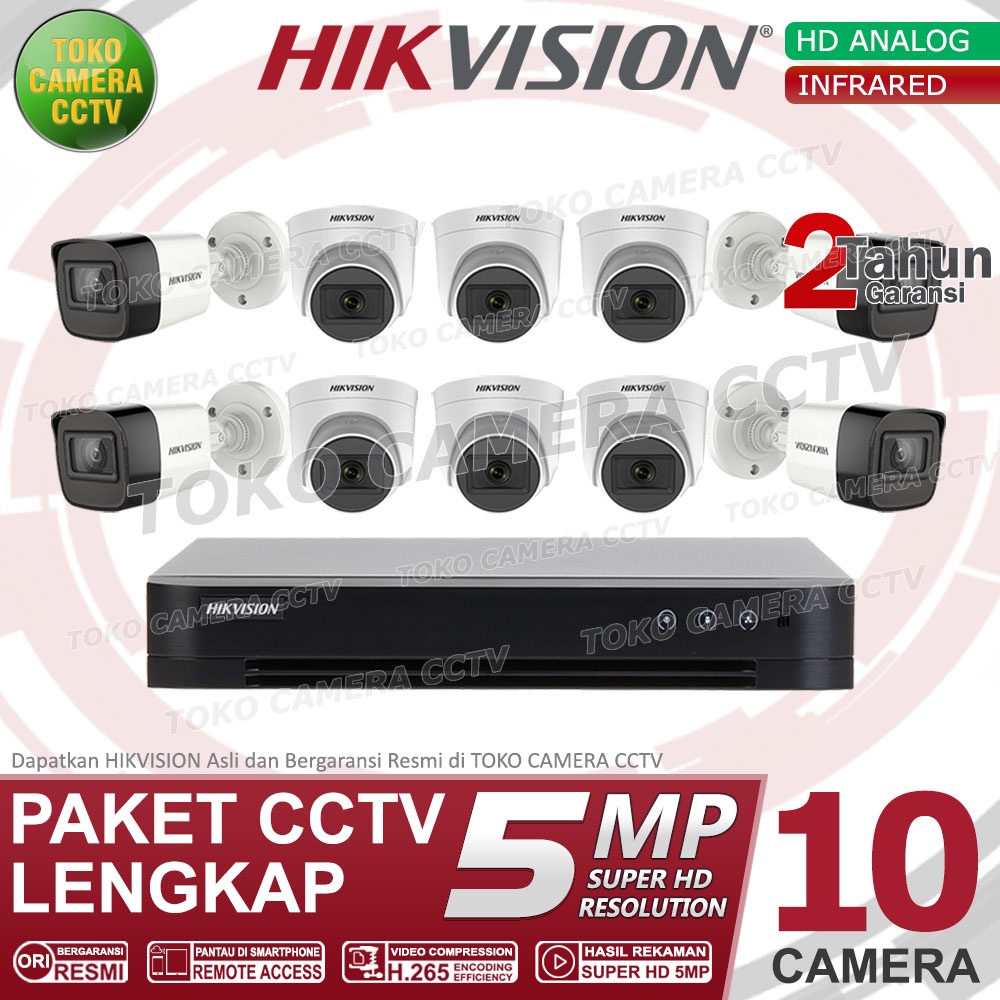 PAKET CCTV HIKVISION 5MP 16 CHANNEL 10CAMERA