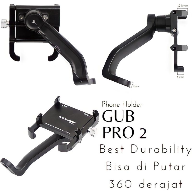 GUB PRO 2 Phone Holder HP Motor Dudukan Hp Motor di Spion Phone Holder Hp Motor Alumunium Alloy- Dudukan Handphone Motor