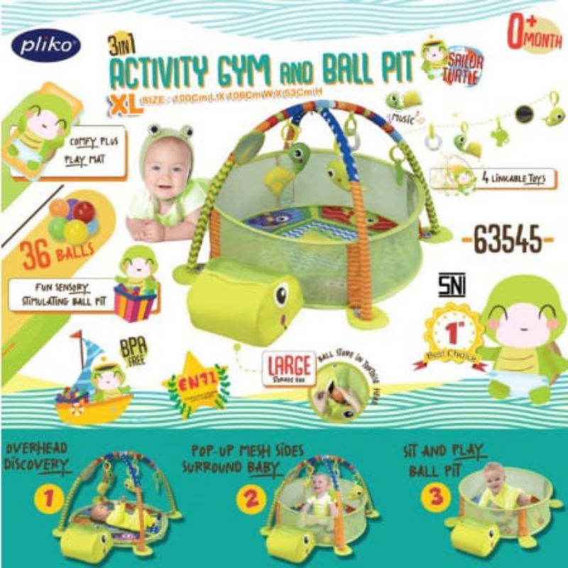 PLIKO 3IN1 ACTIVITY GYM BALL PIT