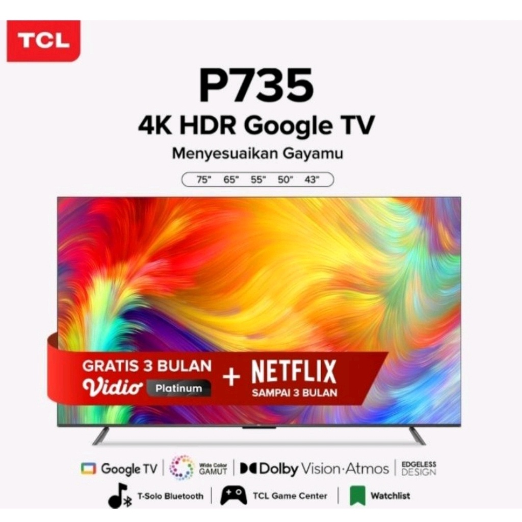 TV LED TCL UHD 4K ANDROID P735 50 INCH TYPE 50 P 735