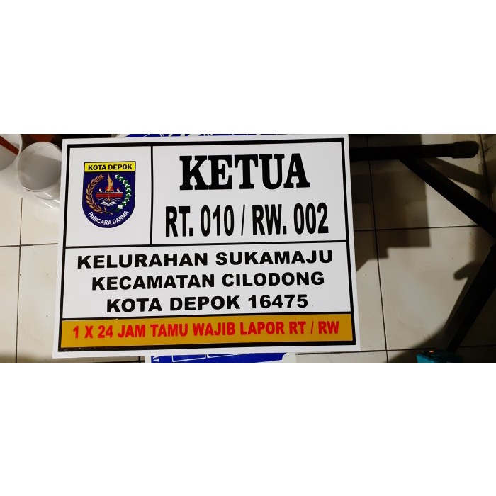 

Papan Plang Nama Plat Aluminium Rt Rw Custom