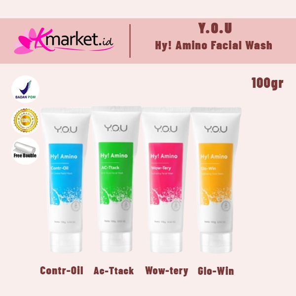 You Hy! Amino Facial Wash | Brightening | Hydrating | Anti Acne | Oil Control 50g Dan 100g